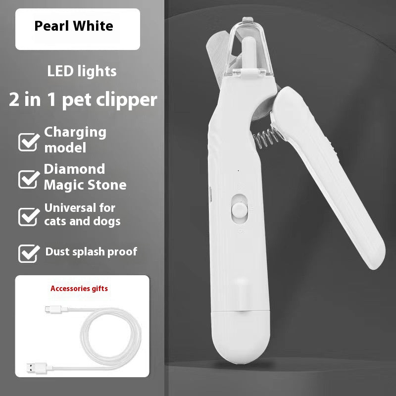 Nail clipper and grinder in white with USB Type-C cable
