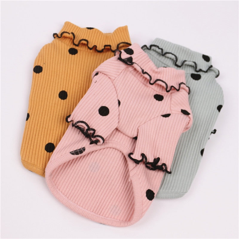 Polka-Dot Turtleneck Dog Shirt