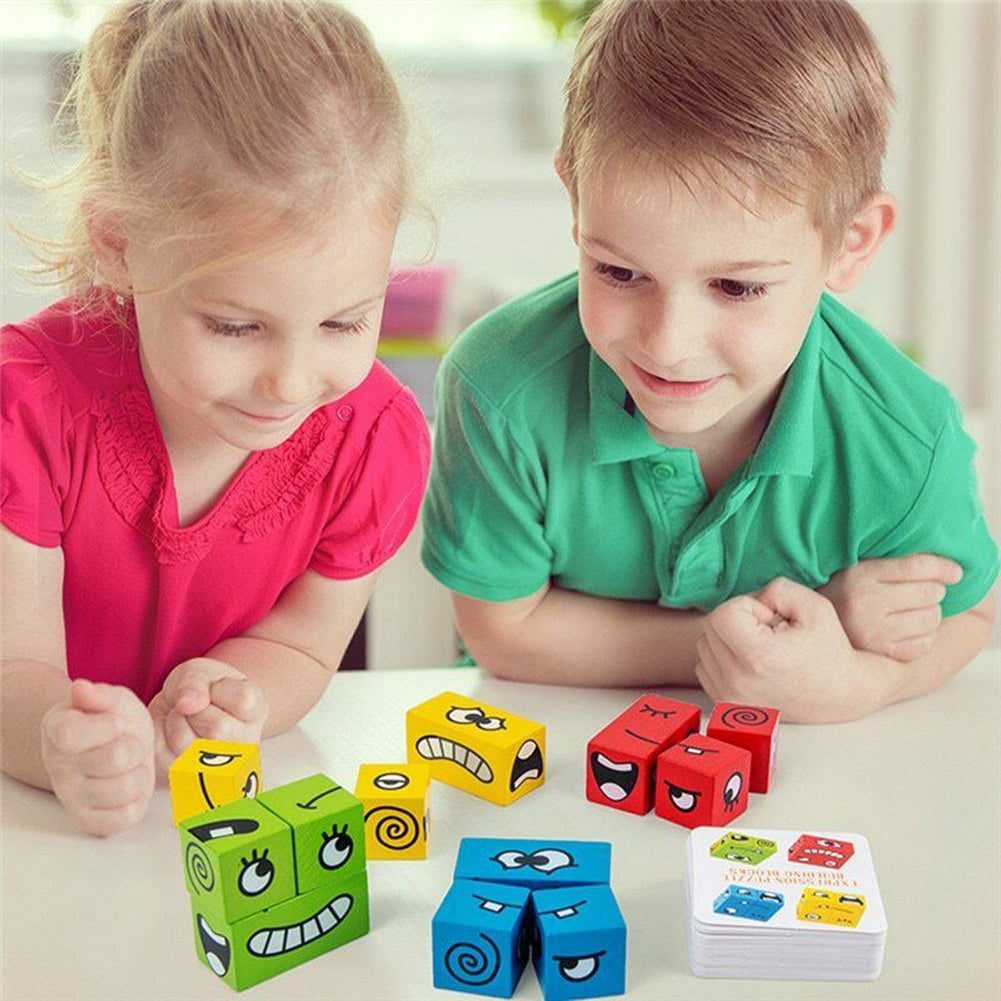 Wooden Face-Pattern Magic Cube Puzzle