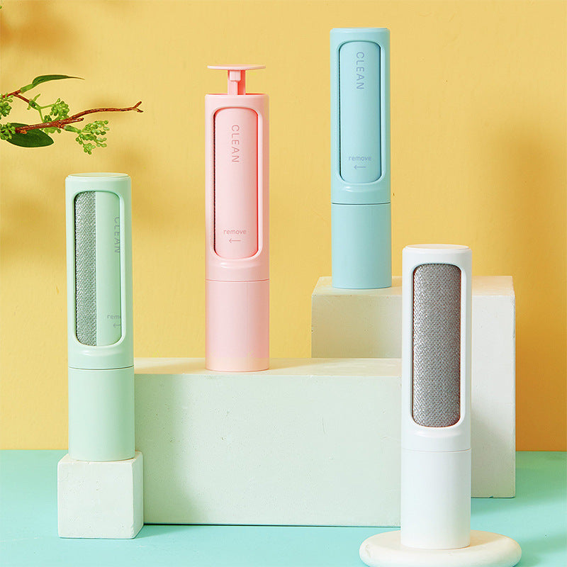 Reusable pet hair remover rollers in green, pink, blue and white