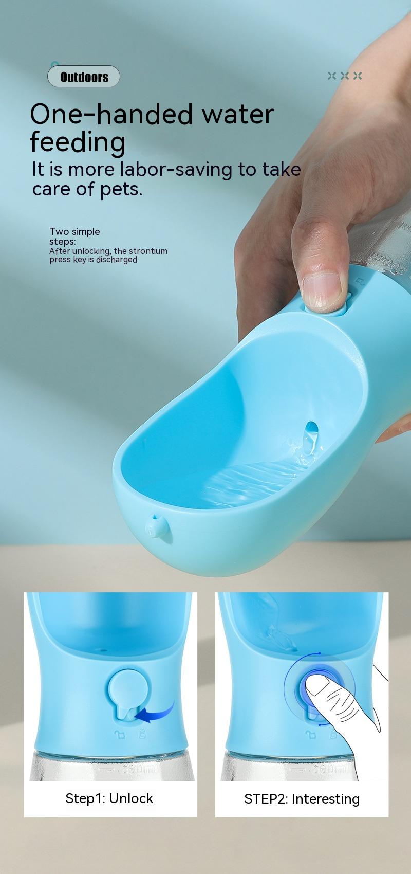 Pressing the button to fill the drinking trough with one hand
