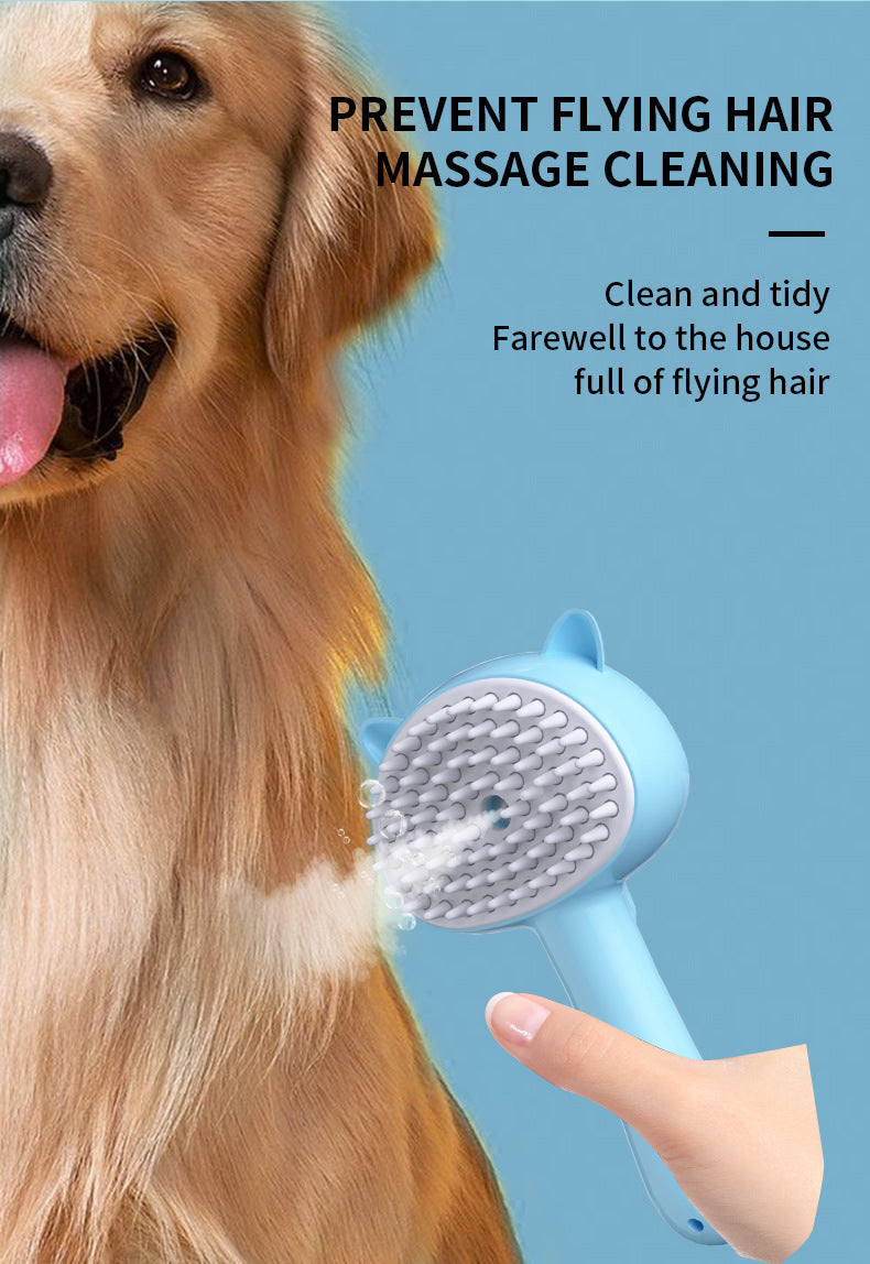 Mist brush being used on a golden retriever
