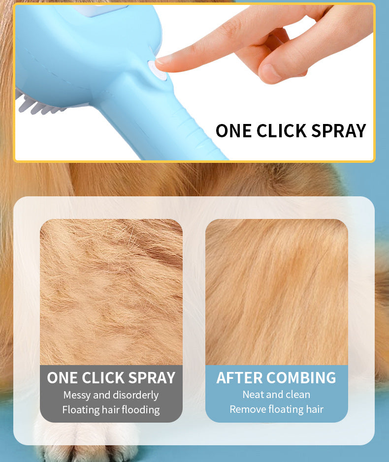 One-click spray and before-and-after brushing of pet fur