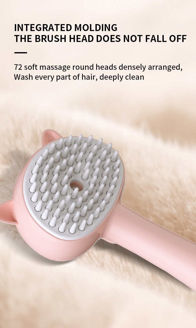 Soft silicone massage teeth on the grooming brush