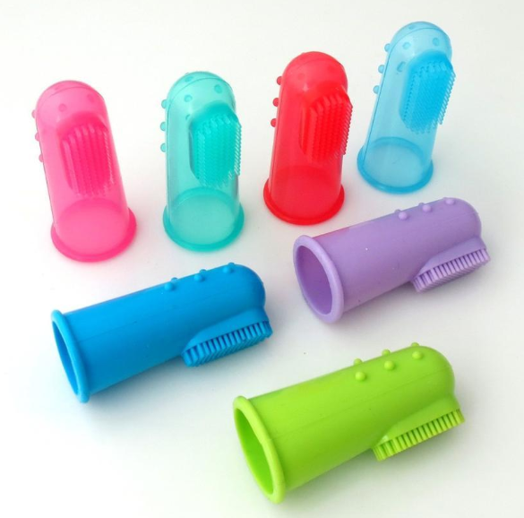 Finger toothbrushes showing the bristle side