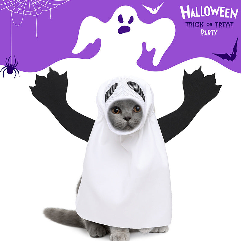 Cat wearing the ghost costume