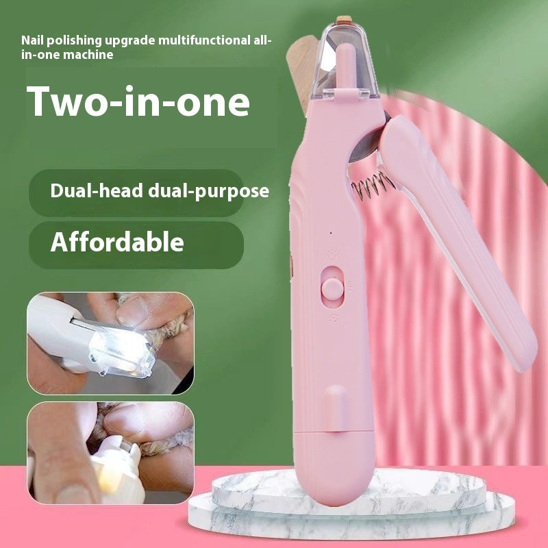 Grinding head smoothing a dog nail