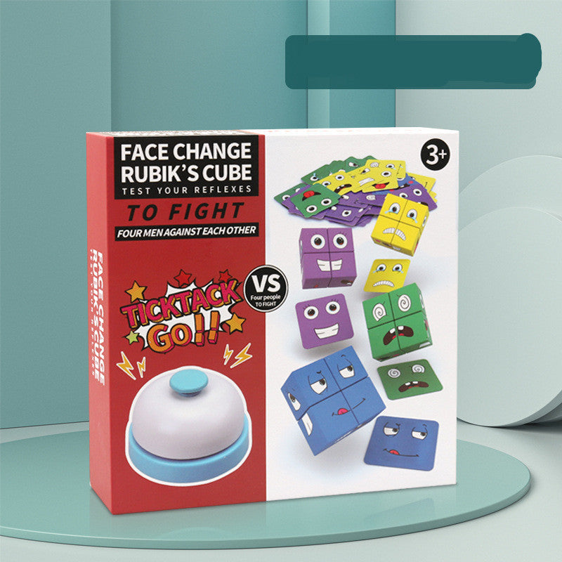 Wooden Face-Pattern Magic Cube Puzzle