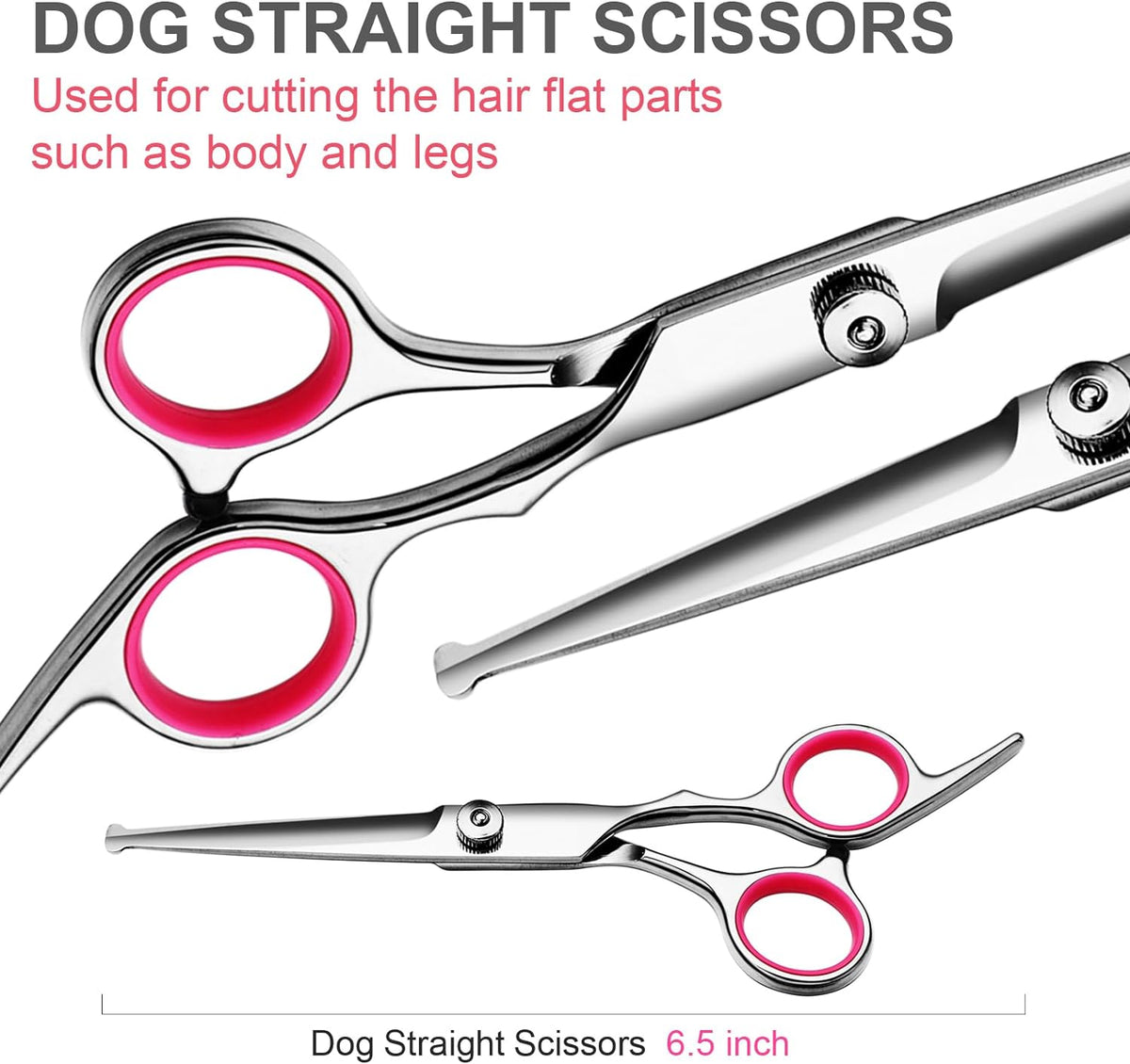 Straight grooming scissors with round safety tips