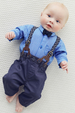 Boys' Plaid Shirt & Bib Suit Set
