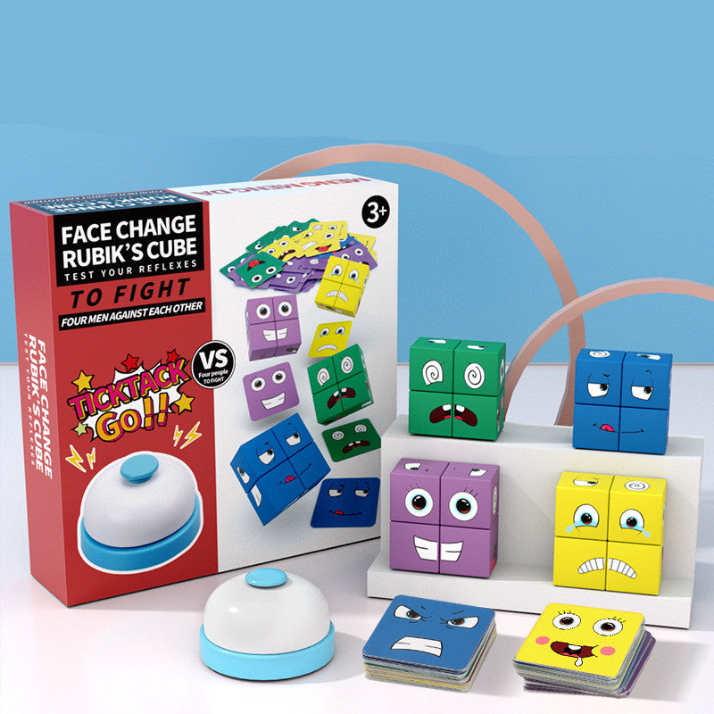 Wooden Face-Pattern Magic Cube Puzzle