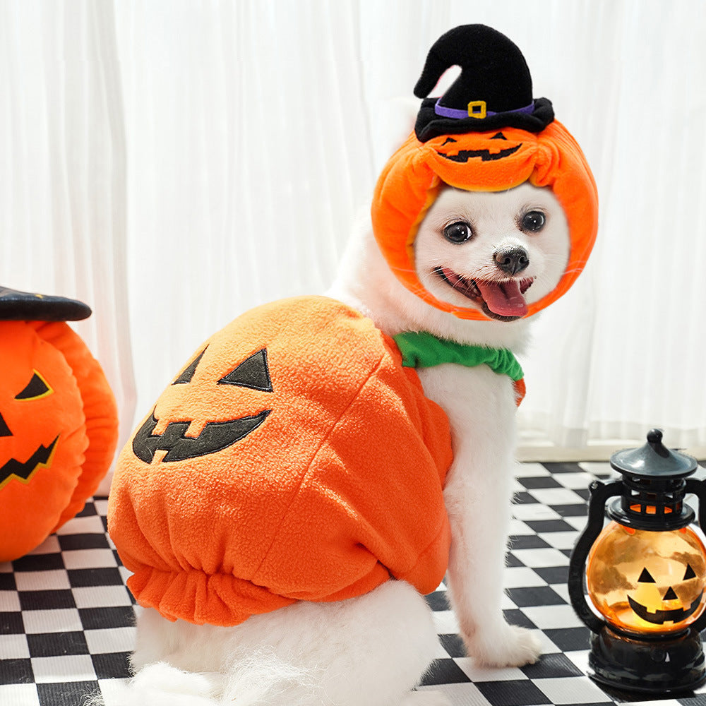 Side view of the pumpkin costume