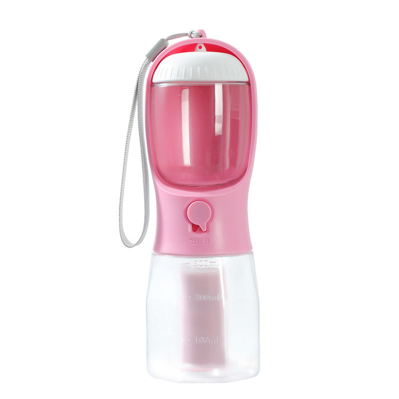 3-in-1 dog water bottle in pink
