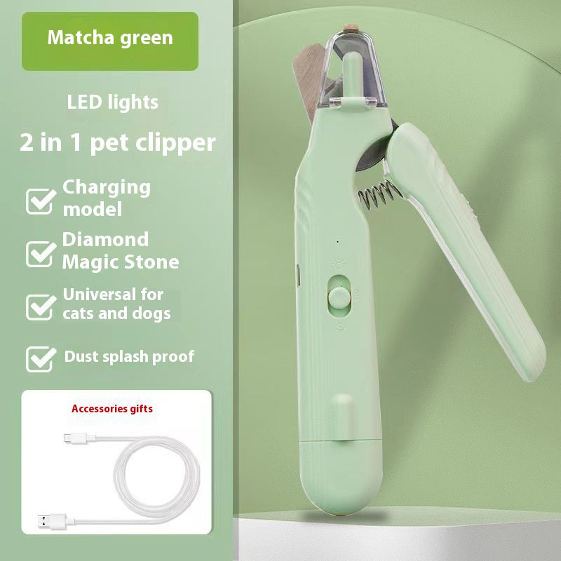 Nail clipper and grinder in green with USB Type-C cable